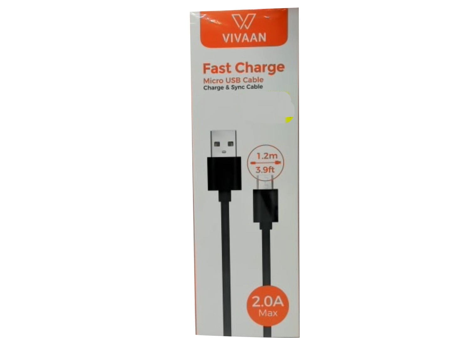 USB to micro USB fast charge cable 1.2m 3.9 feet 2.0A max - Brantford Surplus