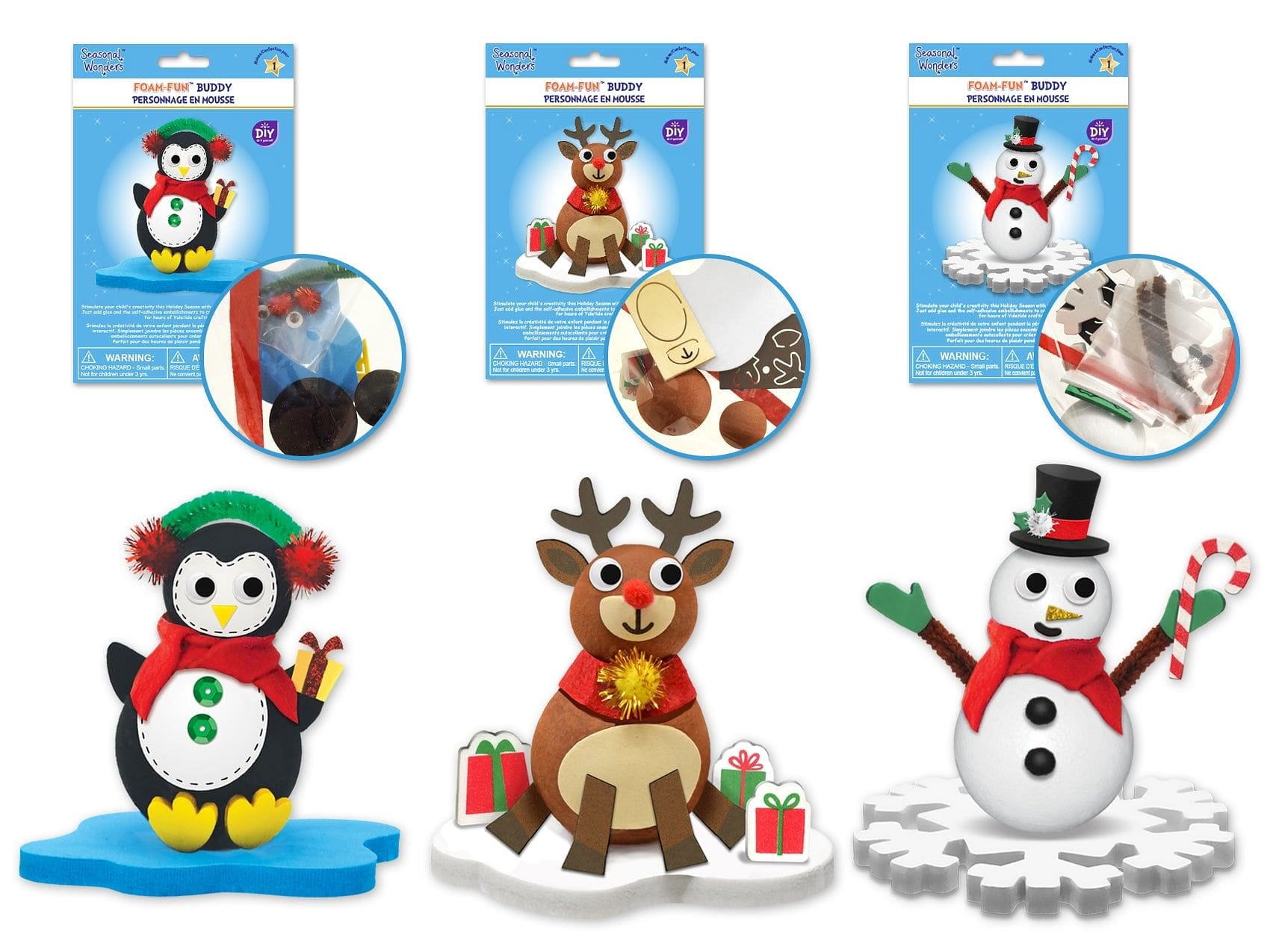 Seasonal Wonders: DIY Foam Ball Buddies Asst 12eax3styles B) Holiday Pals - Brantford Surplus