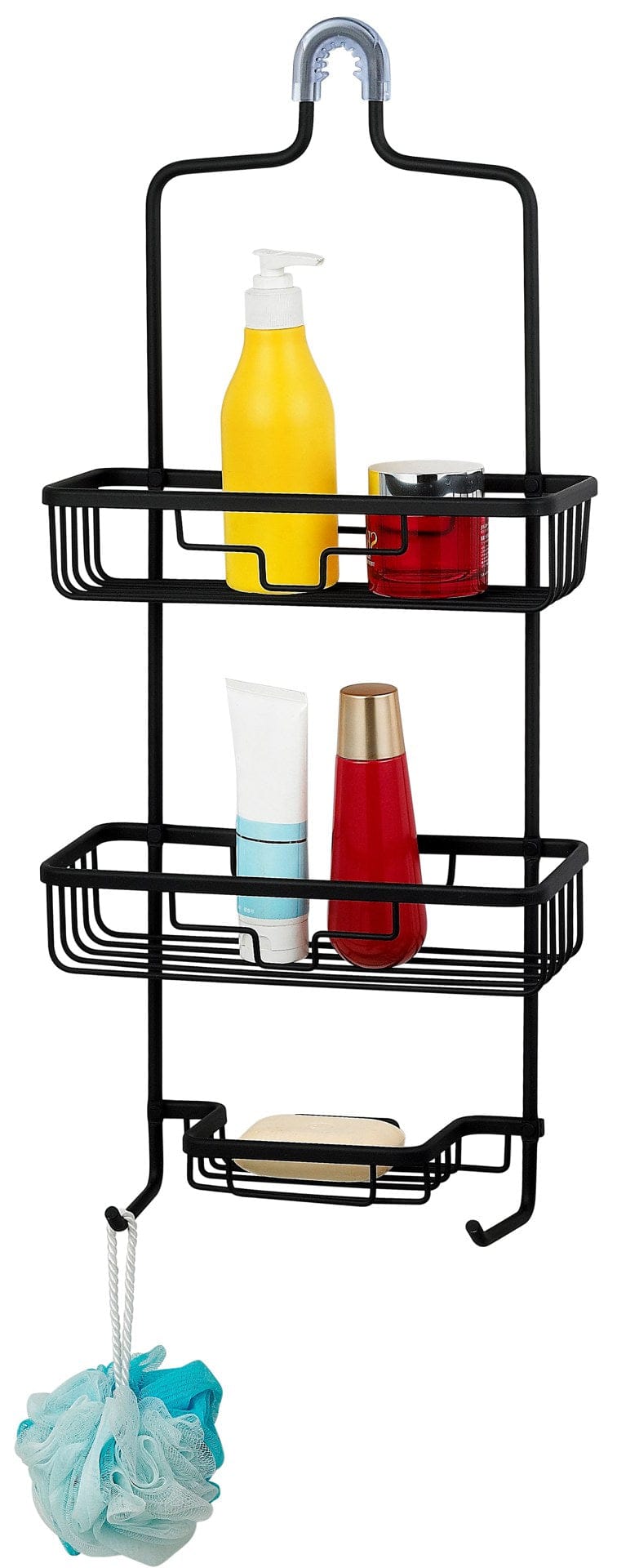 Black aluminum shower caddy - Brantford Surplus