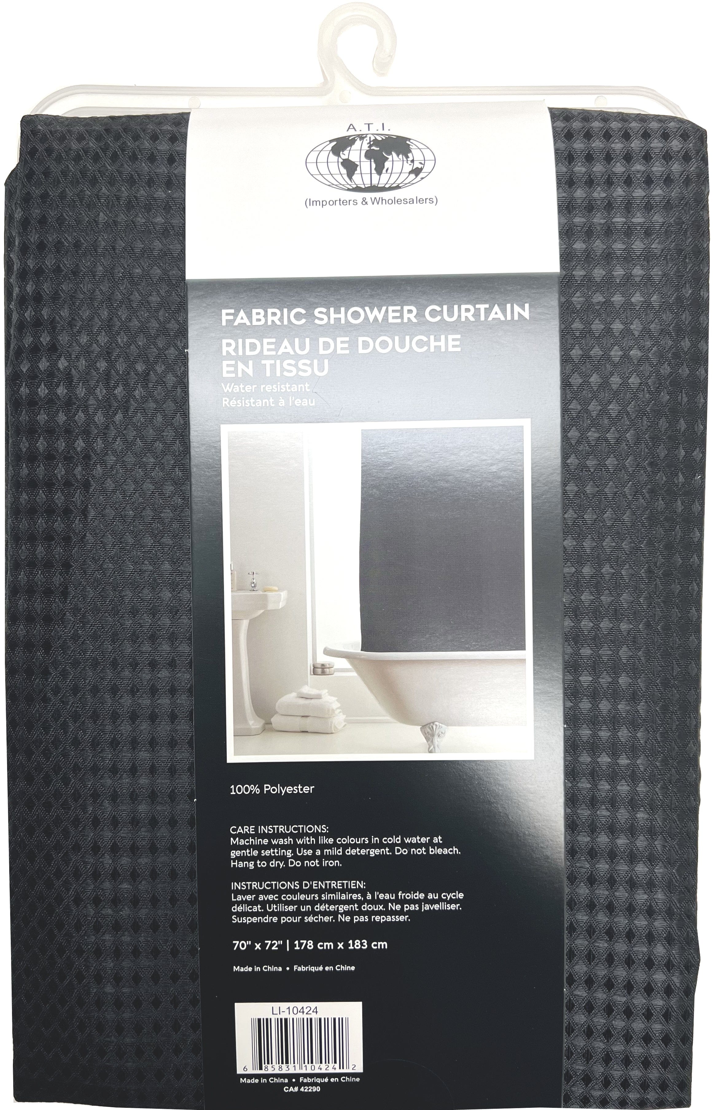 Shower Curtain Waffle-Black - Brantford Surplus