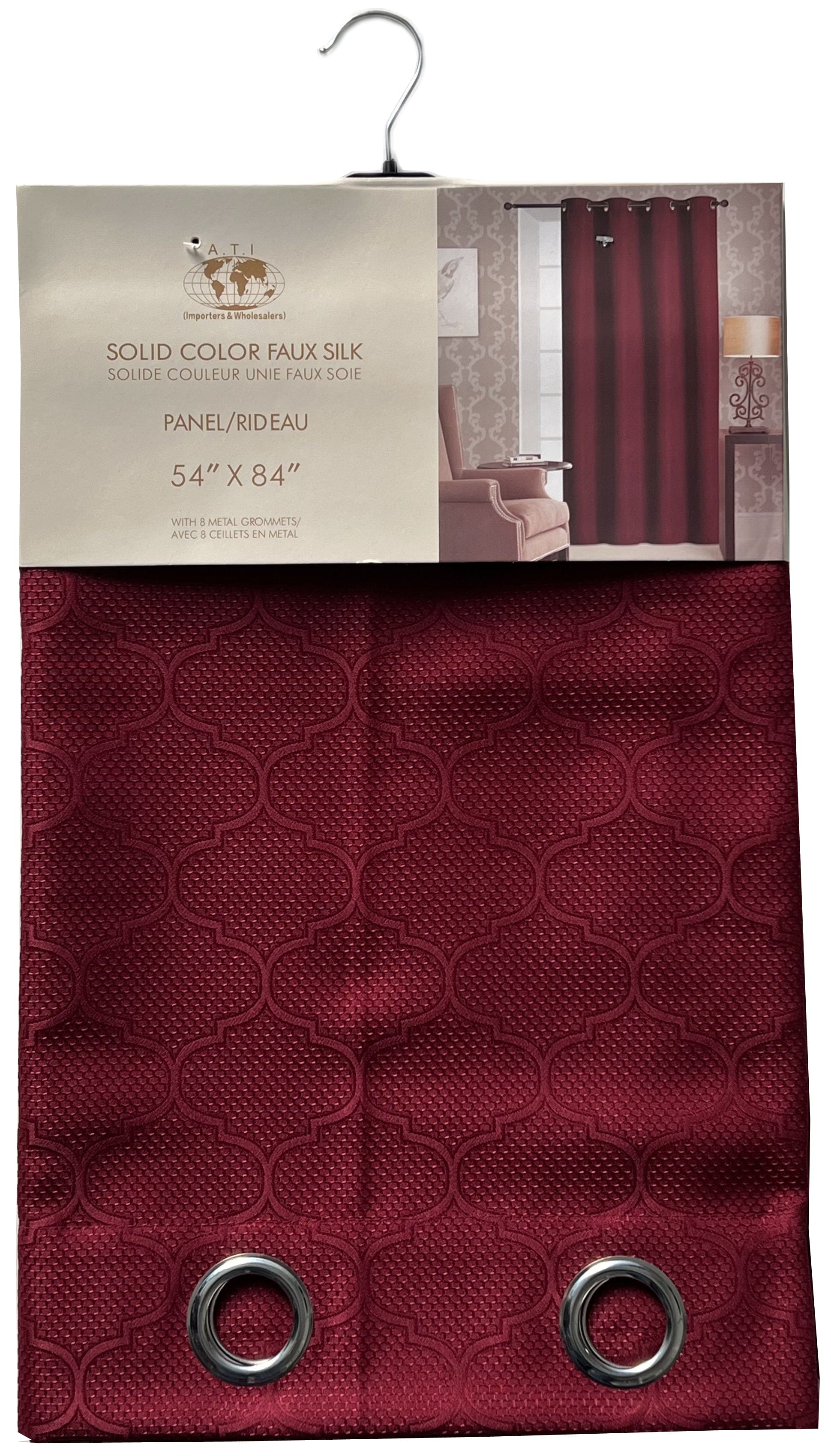 Curtains 54X84"Geometric Burgundy - Brantford Surplus