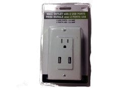 Wall decora outlet with 2 usb ports 2.4A