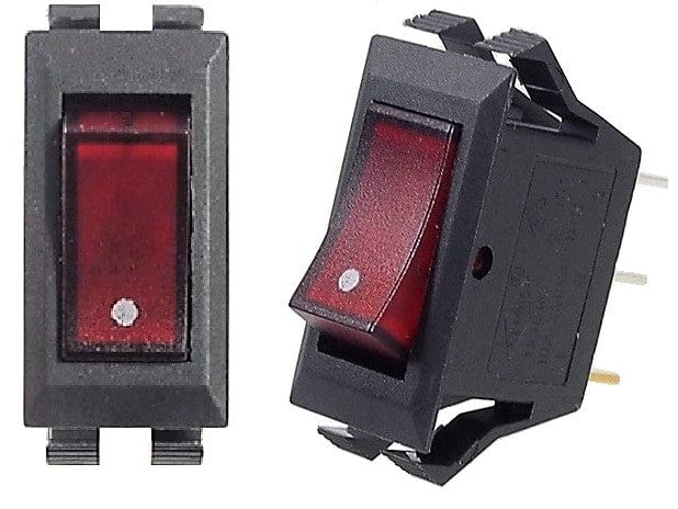 ON-OFF red rocker switch 16A  / 250 VAC. - S.P.S.T., 3 pins - Brantford Surplus