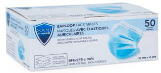 SANI-GUARD EARLOOP FACE MASK 50/PK - Brantford Surplus