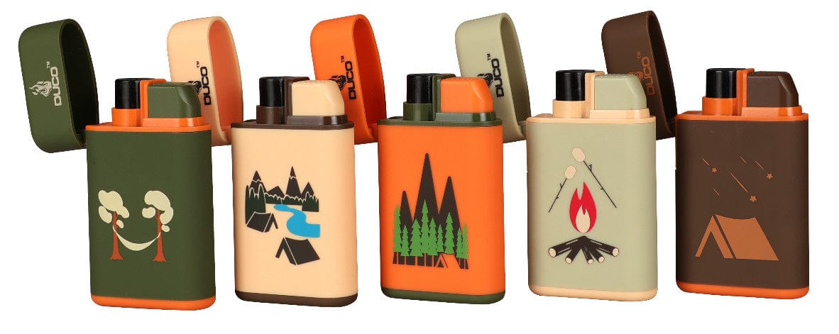 Windproof camper torch lighter - assorted colours, designs. Refillable - each sold individually - Brantford Surplus