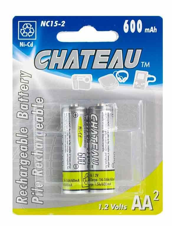 Rechargeable AA battery 600 mAh 2 pack
