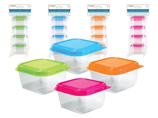 Craft/Bead Storage: 2.5"x1.5" Containers w/Lids 4/pk - Brantford Surplus