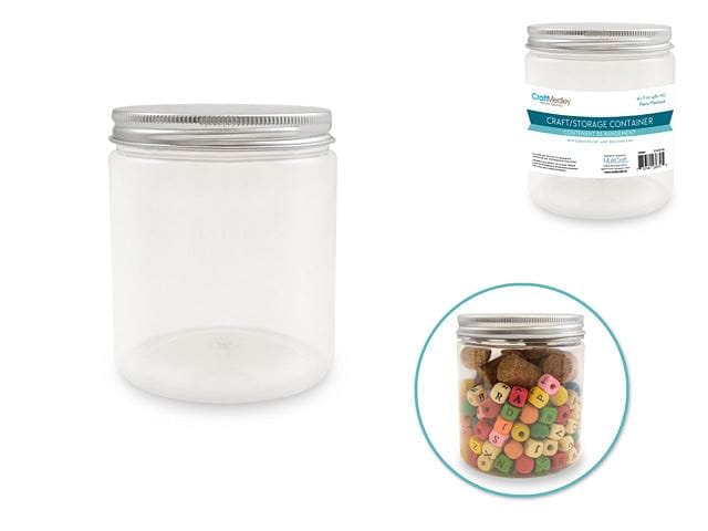 Craft/Bead Storage: 8.5x10cm (480ml) DIY Wide-Mouth Jar w/Alum Screw-Top - Brantford Surplus