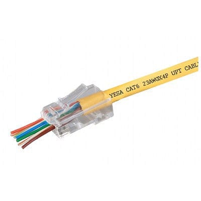 Modular plug for cat6 pass-thru type crystal RJ45 bag of 10 - Brantford Surplus