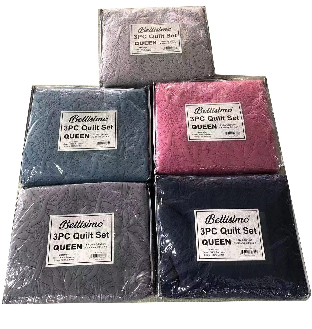 3PC Ultrasonic Quilt Set – Solid / Queen – (96?x96?) - Brantford Surplus