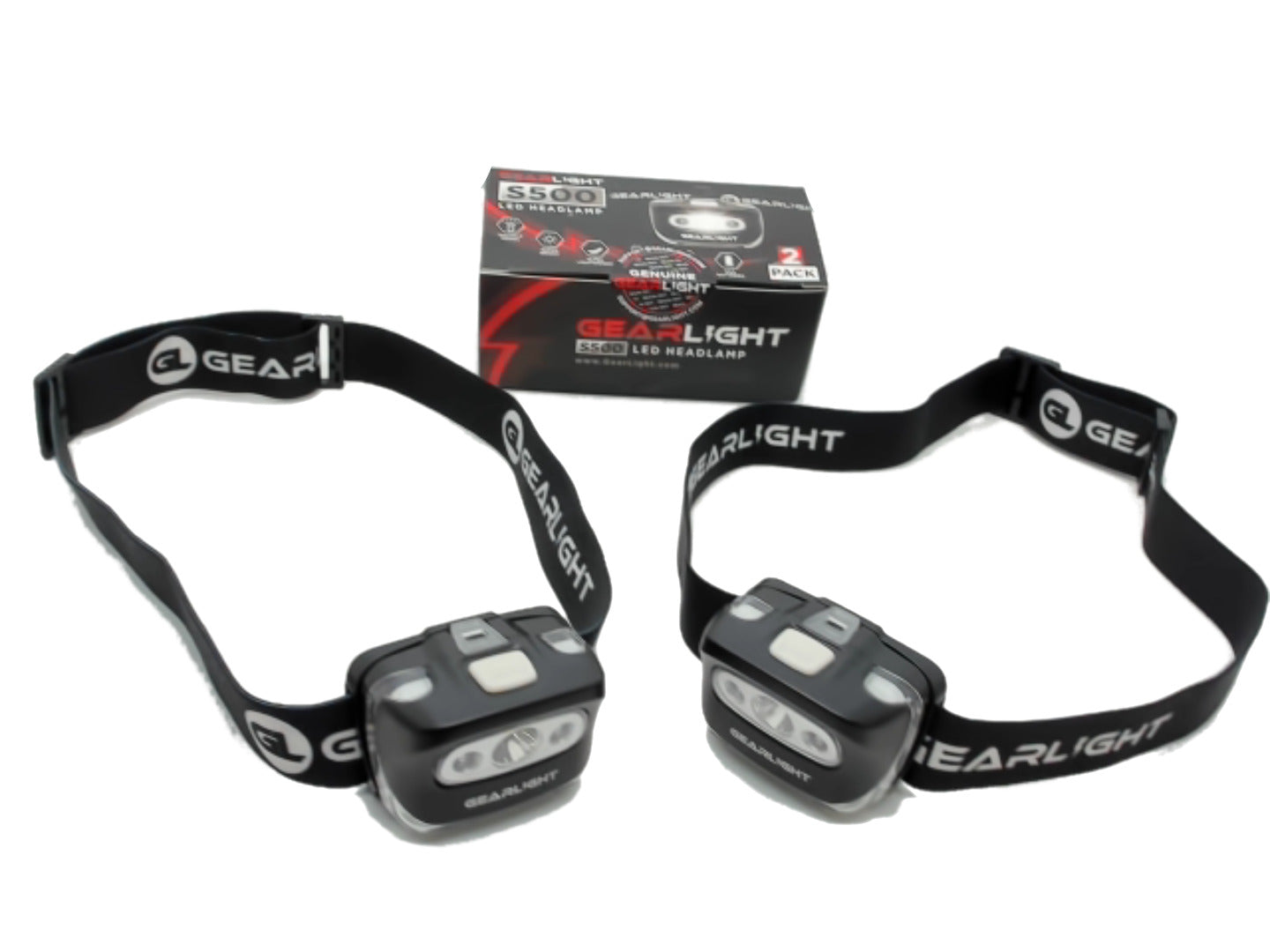 LED headlamp 2 pack 4 white light and 3 red light modes - 3-AAA batteries each not included - Brantford Surplus