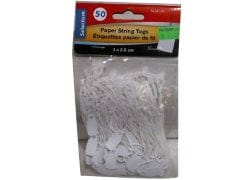 Paper String Tags 1 x 2.5 cm. 50 Pack With Hole