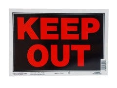 KEEP OUT SIGN 8X12"   MADE IN USA
