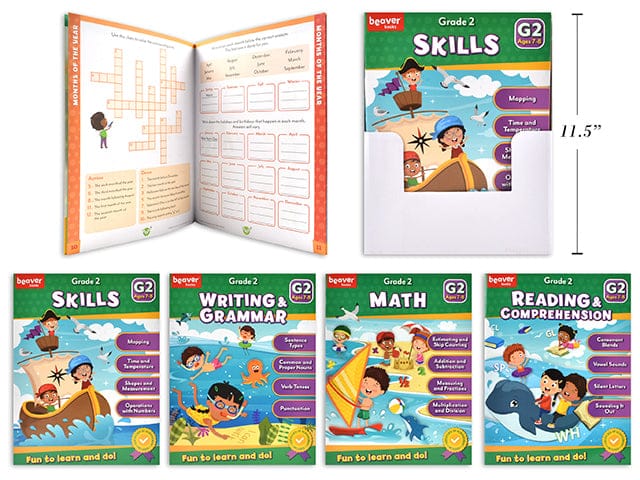 GRADE 2 HEADSTART WORKBOOKS 8.5X11" 36 PGS ASST WRITING & GRAMMAR,SKILLS,READING& COMPREHENSION - Brantford Surplus