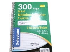 6x9" Exercise Coil Book 3 Subject,300 pages