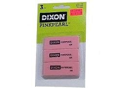 Dixon Pink Pearl Erasers 3/pcs. School approved