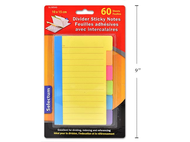 DIVIDER STICKY NOTES BOOKLET 60 SHEETS 10X15CM (6 COLOURS TAB) 75 GMS PAPER ( 5 13/16" x 3 13/16" - Brantford Surplus