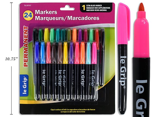 24 PC PERMANENT MARKERS ASST COLORS/SET BULLET POINT ( 22 COLORS + 2 BLACK ) - Brantford Surplus