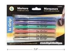 6 PK METALLIC INK BROAD TIP MARKERS PURPLE, BLUE, RED, GREEN, GOLD, SILVER