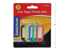 PLASTIC KEY TAG 5/CARD     ASST CLRS/CARD