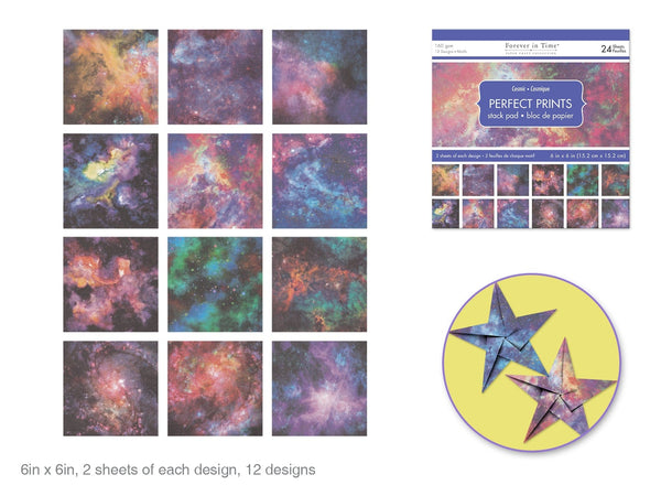 Paper Pads: 6"x6" Perfect Prints Stack Packs x24 Asst H) Cosmic