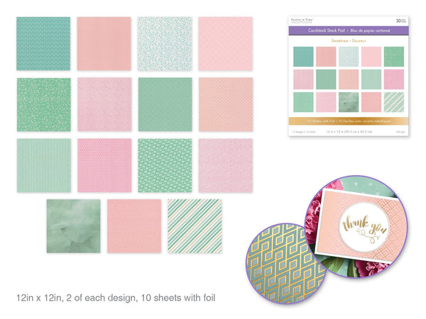 Cardstock: 12"x12" Foil Themed Stack Pad x30 15 Designs 230GSM B) Sweetness