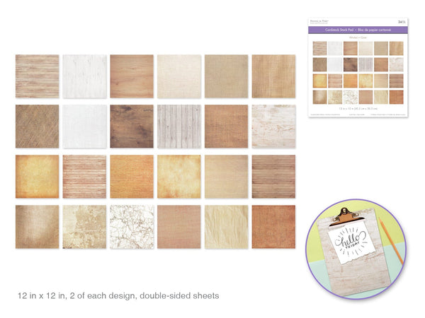 Cardstock: 12"x12" Themed Stack Pad x24 Double-Sided (24 Designs) 230GSM B) Wicker