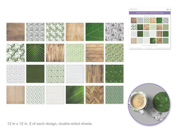 Cardstock: 12"x12" Themed Stack Pad x24 Double-Sided (24 Designs) 230GSM C) Botanical