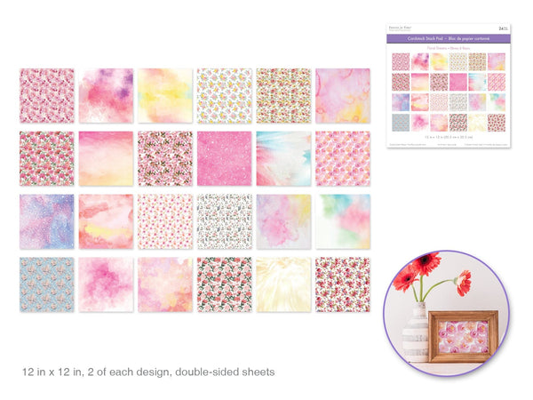 Cardstock: 12"x12" Themed Stack Pad x24 Double-Sided (24 Designs) 230GSM D) Floral Dreams