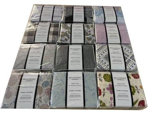 Bellisimo – 4PC Sheet Set for 14 inch mattresses – Printed King / PVC Handle Bag - Brantford Surplus