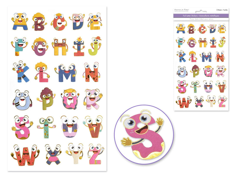 Paper Craft Stickers: 5.75"x9.45" Alpha Foil Fun 2 Sheets D) Teacher's Pet