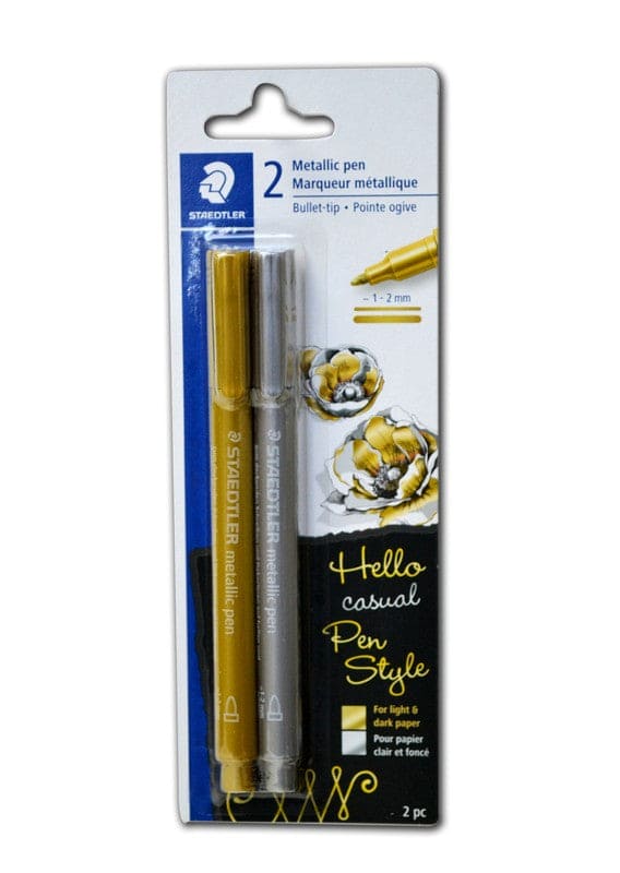 STAEDTLER 2 PC METALLIC PEN BULLET TIP GOLD & SILVER - Brantford Surplus