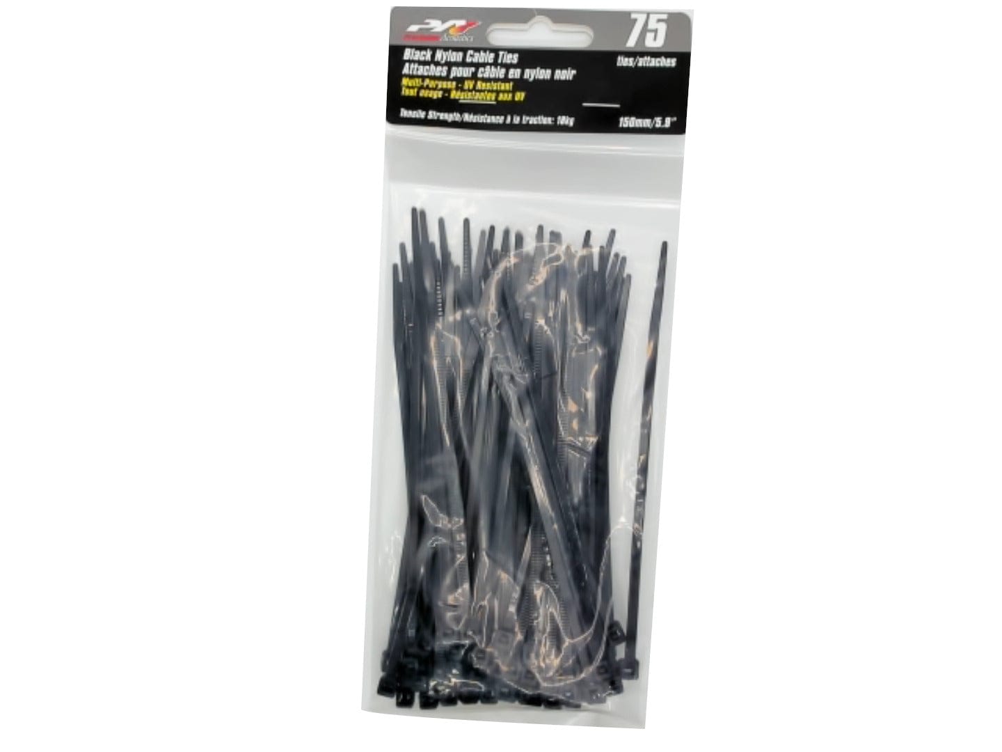 Black nylon cable ties 5.9 inch 75 pack UV resistant 18kg Precision Acoustics - Brantford Surplus