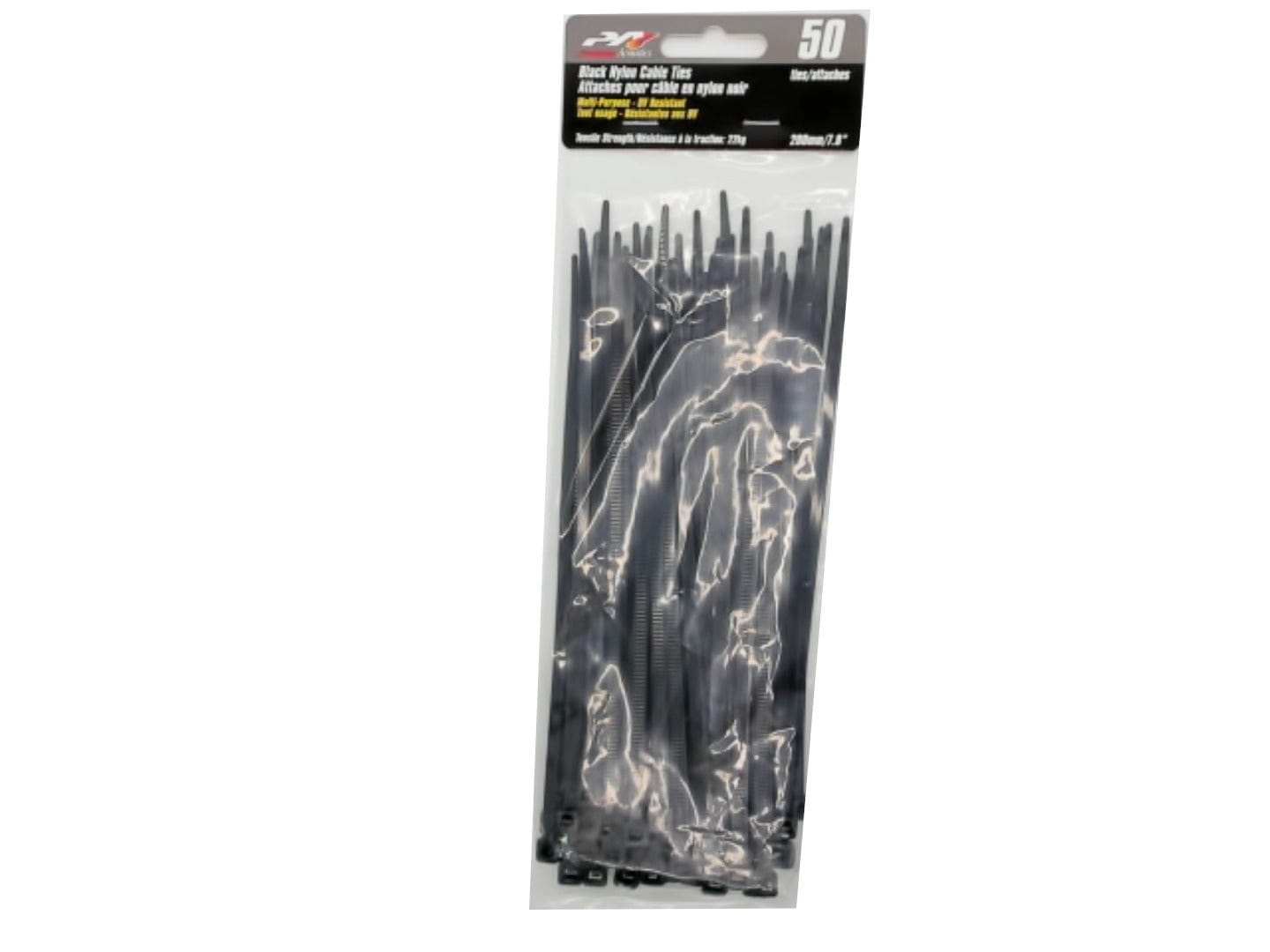 Black nylon cable ties 7.8 inch 50 pack UV resistant 22kg Precision Acoustics - Brantford Surplus