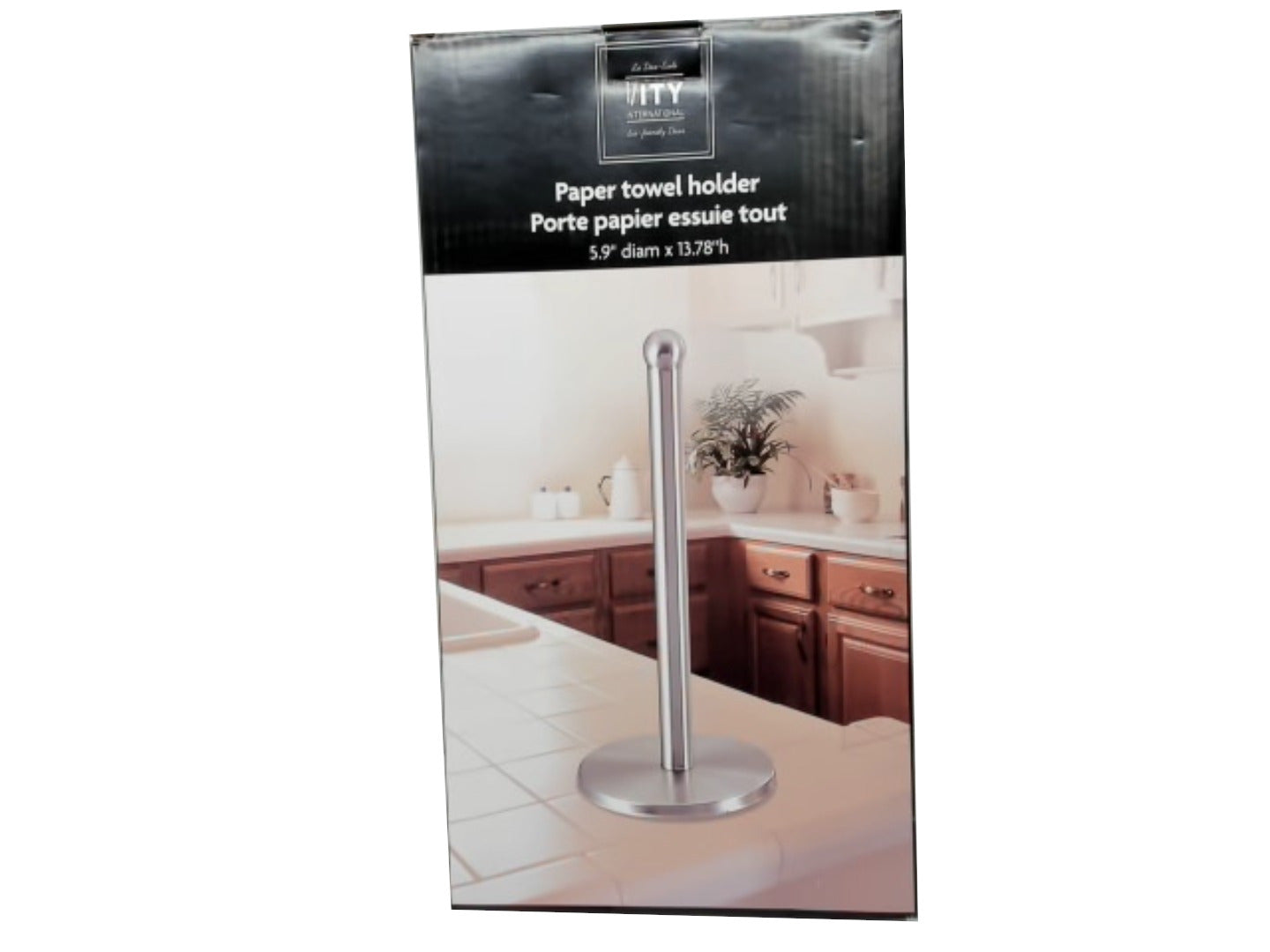 Paper towel holder - stainless steel 6 inch diameter 14 inch high - Brantford Surplus