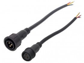 3/18 AWG electrical waterproof cable male/ female. 10A max. Length 2 x 15 cm wire