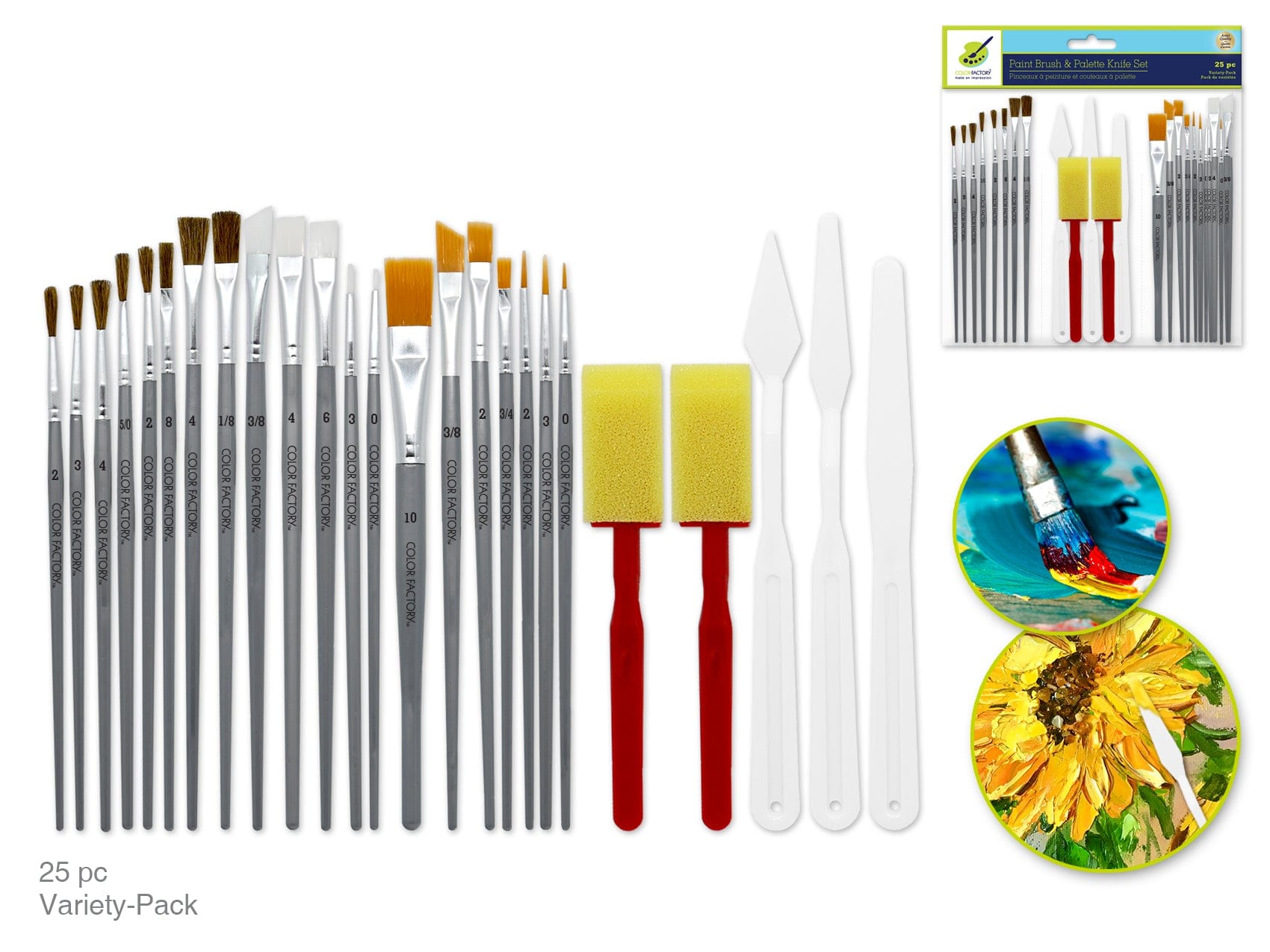 Artist Brush Set: Paint Night 25pc Brush & Palette Knife Set - Brantford Surplus
