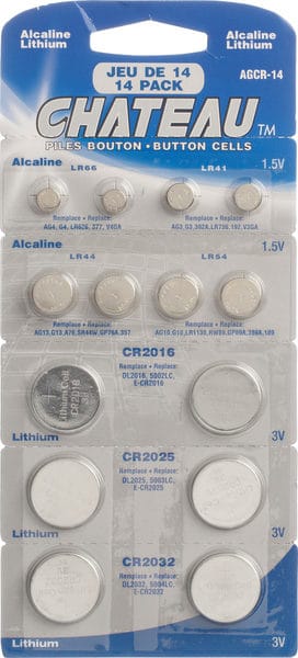 Chateau - AGCR - 14 Assorted Alkaline/Lithium Button Batteries 14pk - Brantford Surplus