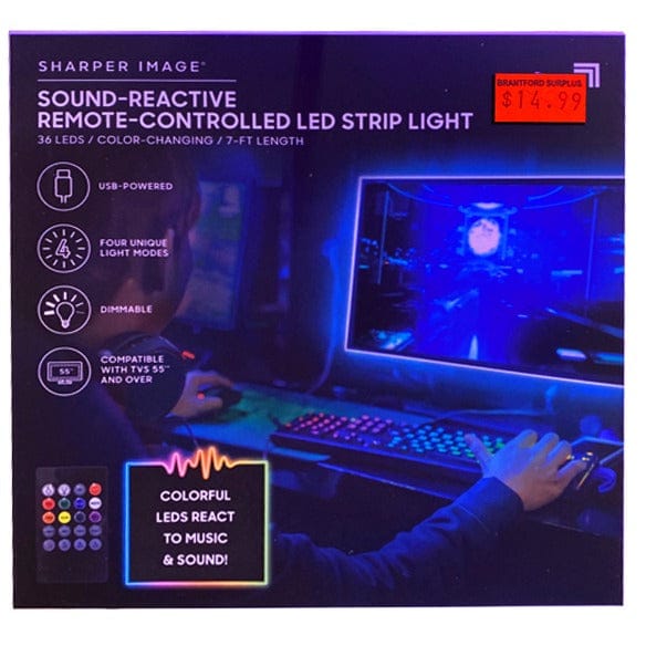 Sharper Image - Sound Reactive Remote Controlled LED Light Strip - 7Ft - Brantford Surplus