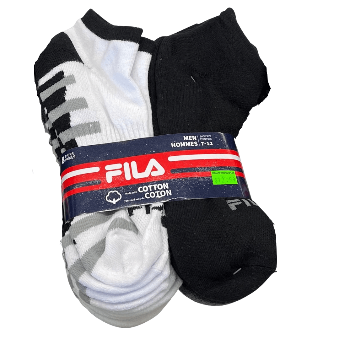 Socks Mens 8pk Size 7-12 Cotton Ankle Asst Colours Fila - Brantford Surplus