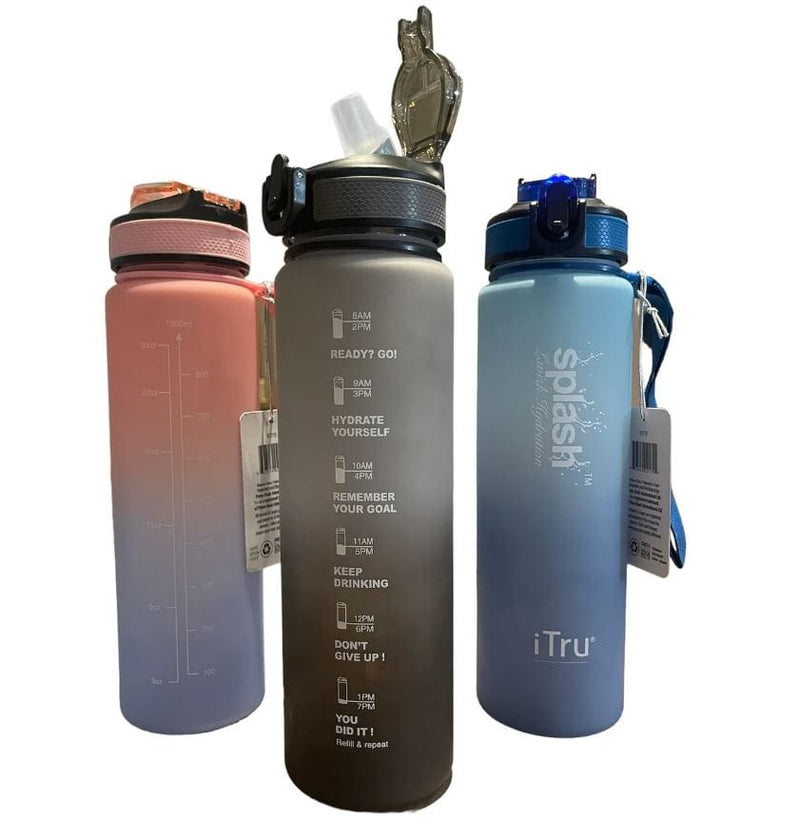 Water Bottle 1L Motivational w/ Spout iTru