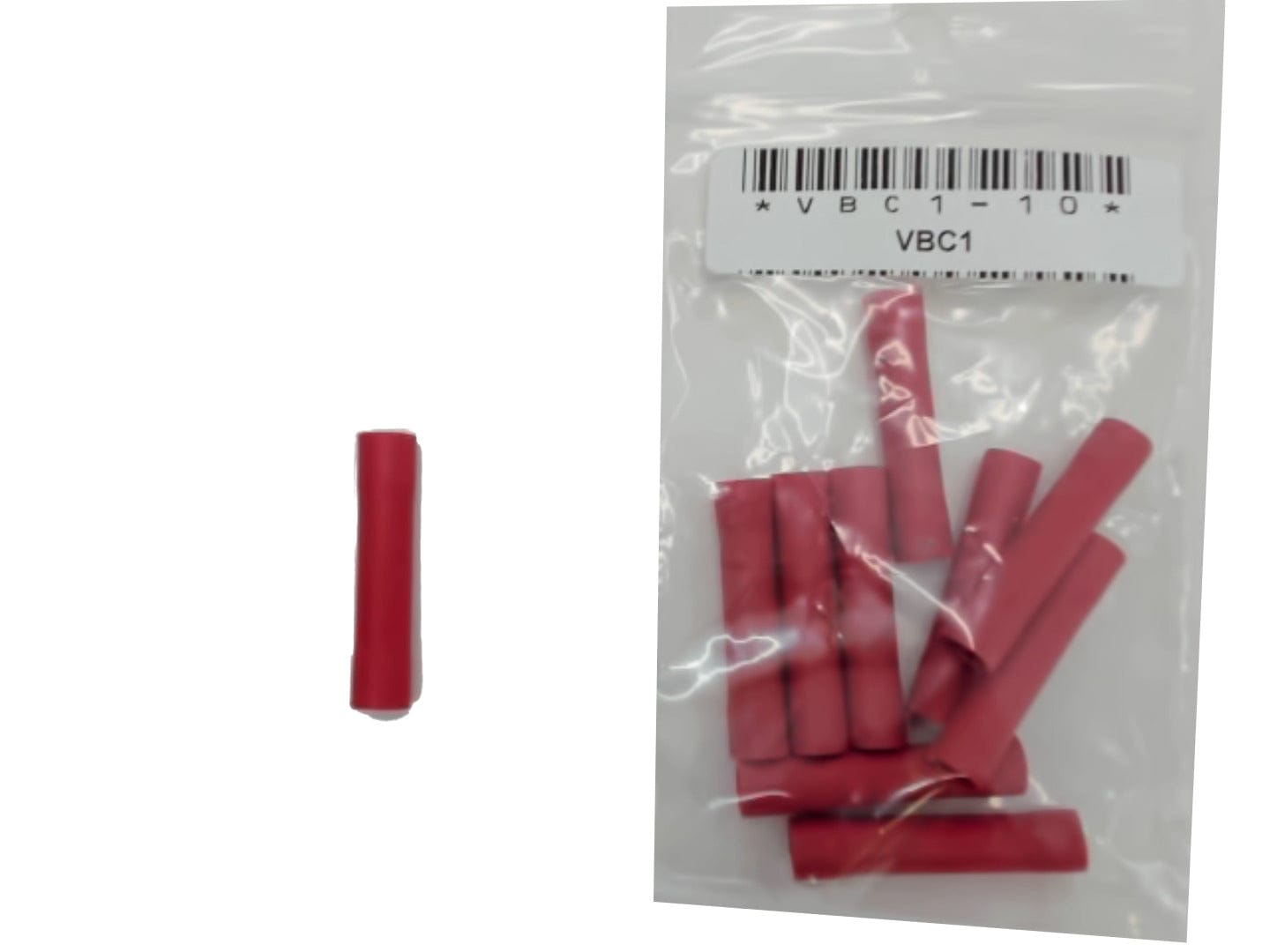 Insulated Butt Splice Crimp Terminal Red 22 - 18GA bag of 10 - Brantford Surplus