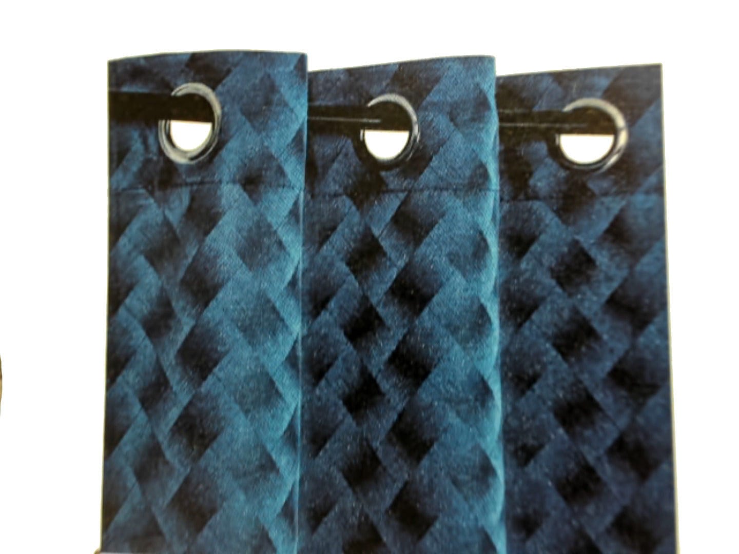 Jacquard navy curtain with metal grommets - brayden 54x84 inch 1.37x2.13m - Brantford Surplus