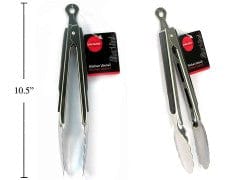 L.GOURMET, 9.5" S/S TONGS W/ RUBBER CUSHION & P - Brantford Surplus
