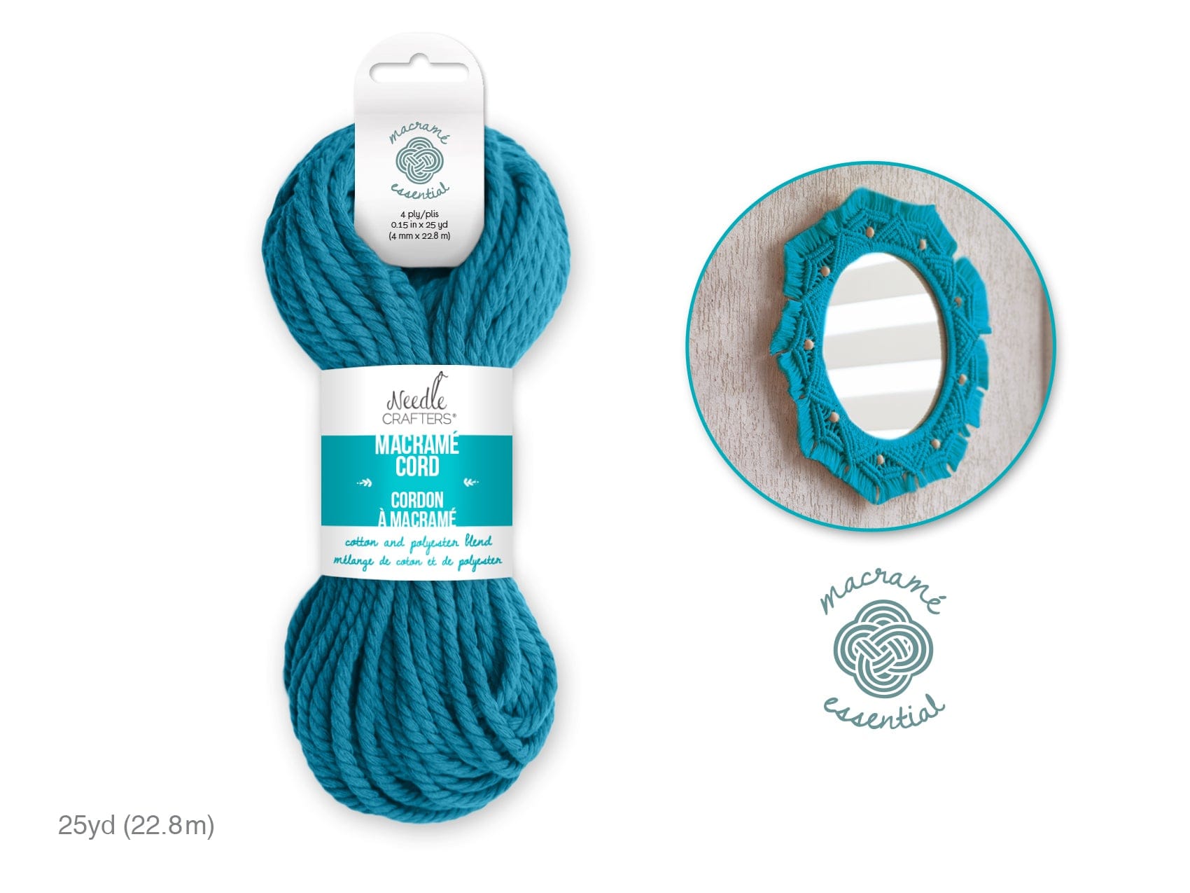 Macrame Cord J - Sky Blue 4mm 25yds Needlecrafters - Brantford Surplus