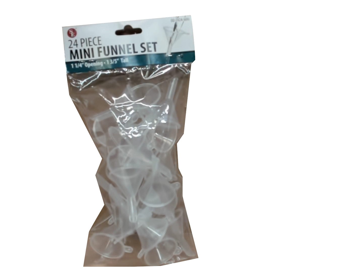 Mini Funnel Set 24pc. 1 - 1/4" Opening 1 - 3/5" Tall (or $0.39ea) - Brantford Surplus