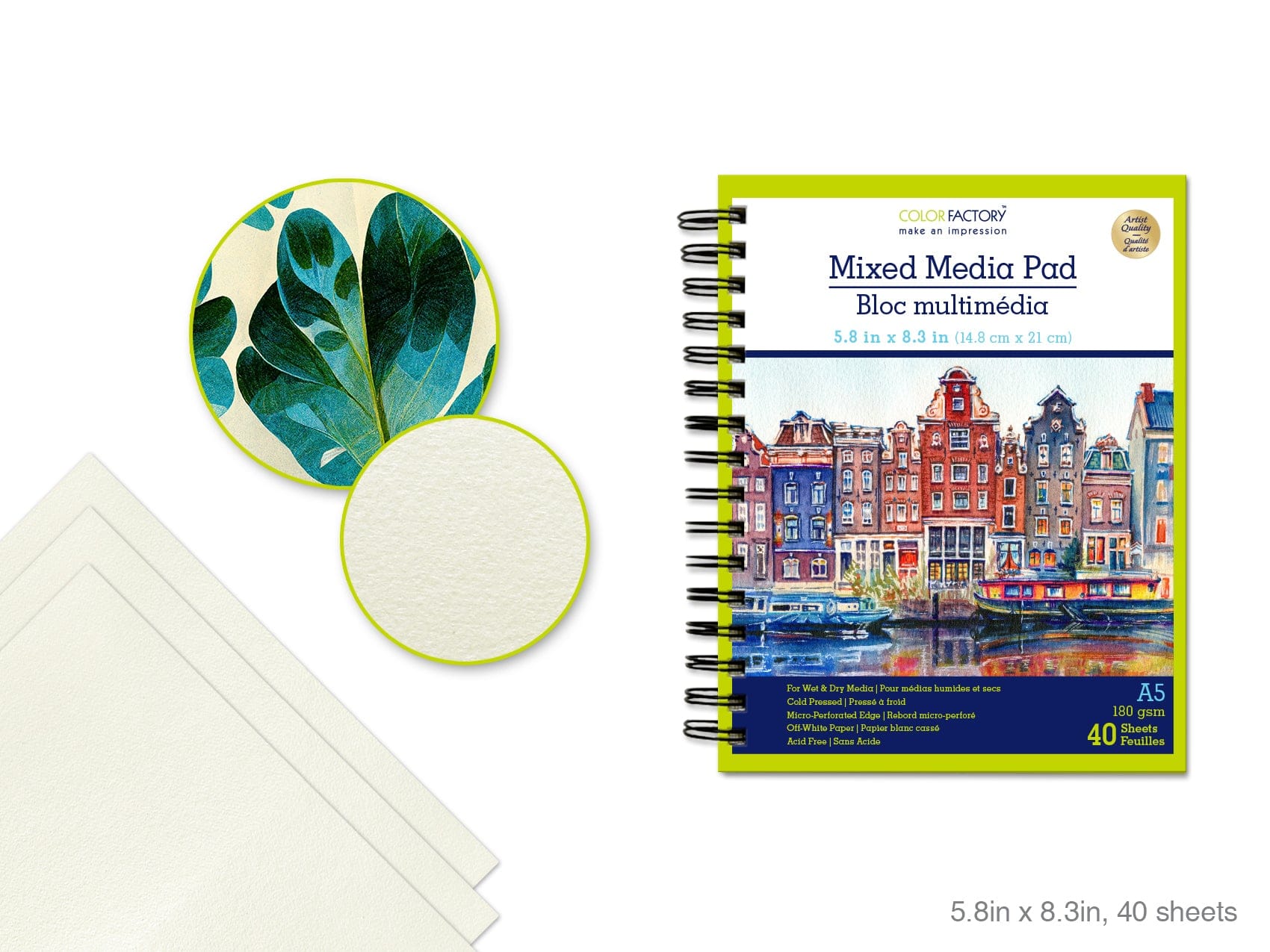 Mixed Media Artist Pad 5.88"x8.25" (A5) 180gsm 40 Sht AF - Brantford Surplus