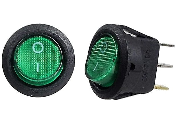 ON - OFF green rocker switch 16A / 12V S.P.S.T., 3 pins - Brantford Surplus