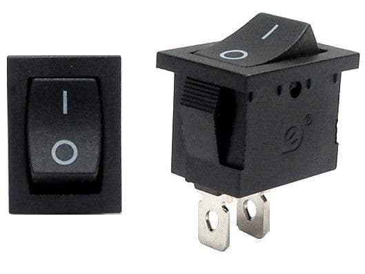 ON - OFF rocker switch S.P.S.T. - 10A 125VAC / 5A 250 VAC. - 2 pins S.P.S.T. - Brantford Surplus