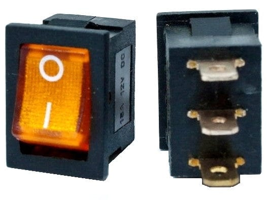 ON - OFF Rocker switch S.P.S.T. 15A maximum / 12 VDC. S.P.S.T. - Brantford Surplus